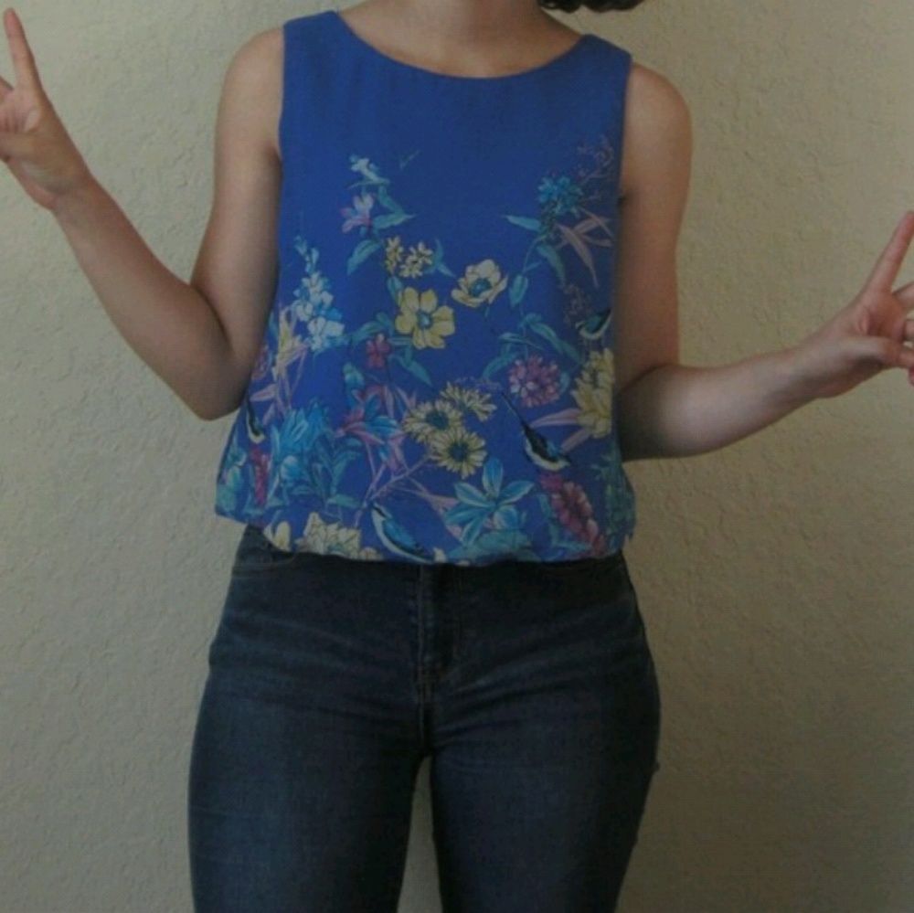 Blue Wildflower Tank Top